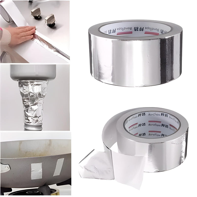 Aluminium Foil Duct Tape, Adhesive Silver Foil Tape Heat-Resistant Waterproof 8 Yard