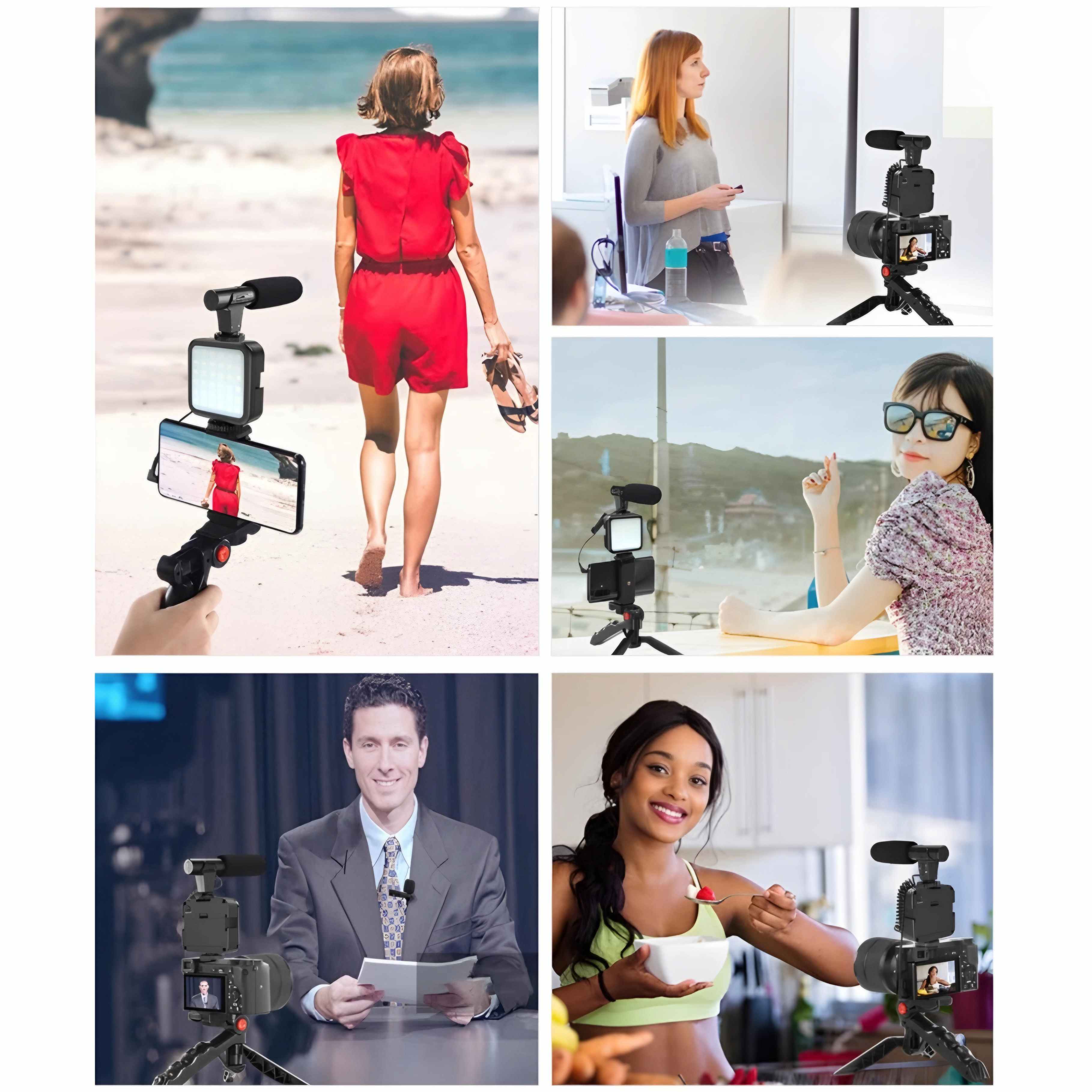 Imported All in one Vlogging Video Making Kit Super Flexible Universal Tripod with Microphone and Light