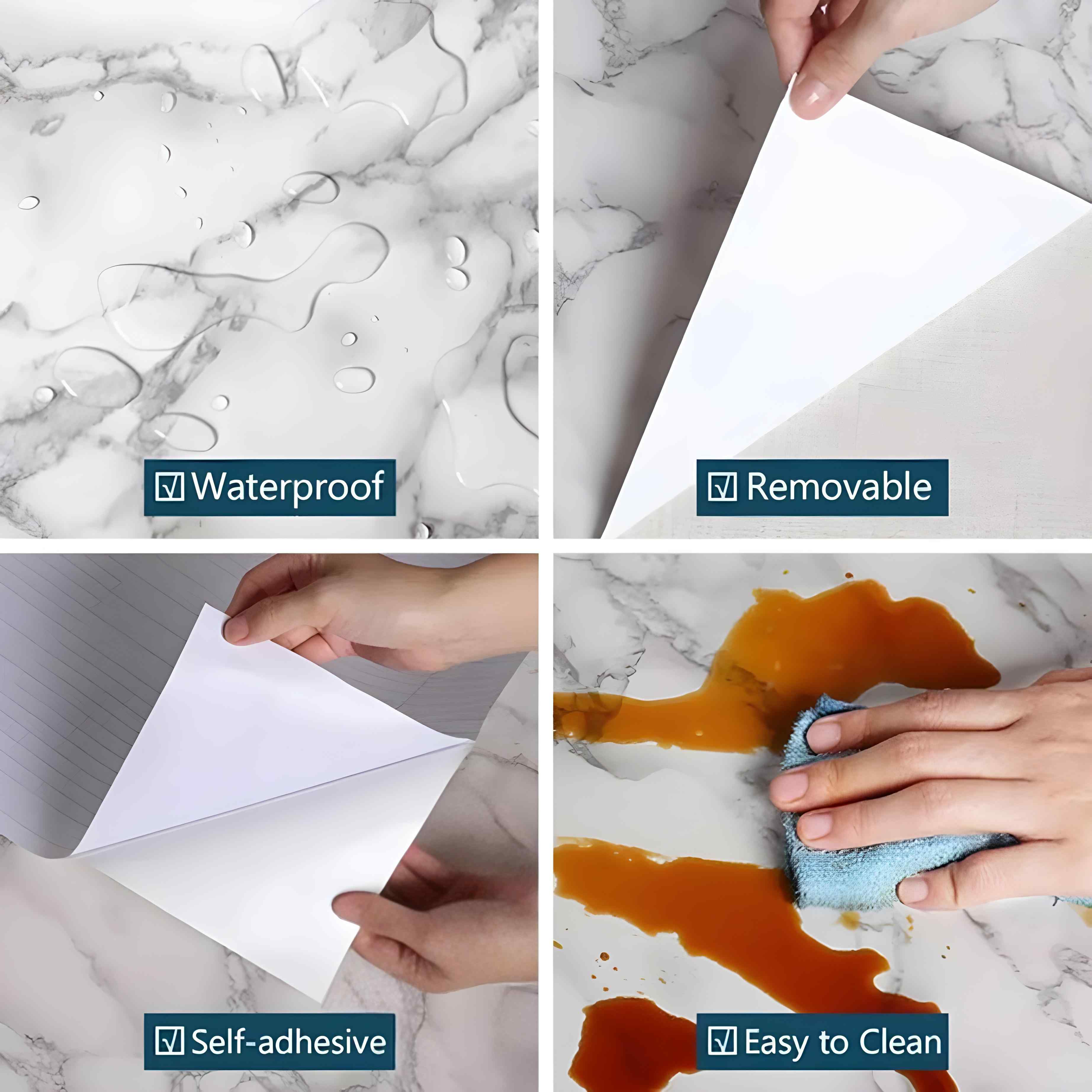 Waterproof Heat Resistant Self Adhesive Anti Oil Kitchen Wallpaper Marble Sheet