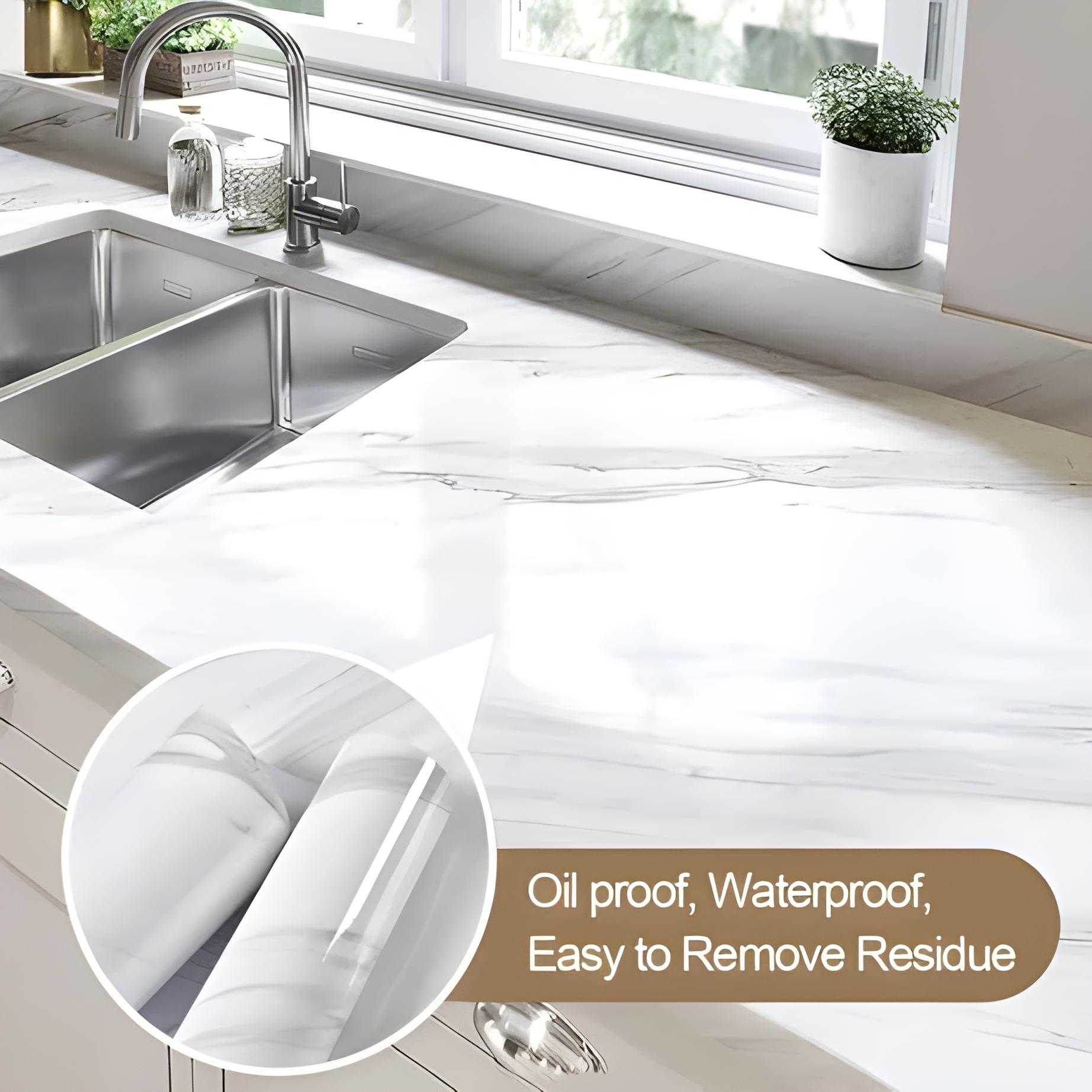 Waterproof Heat Resistant Self Adhesive Anti Oil Kitchen Wallpaper Marble Sheet