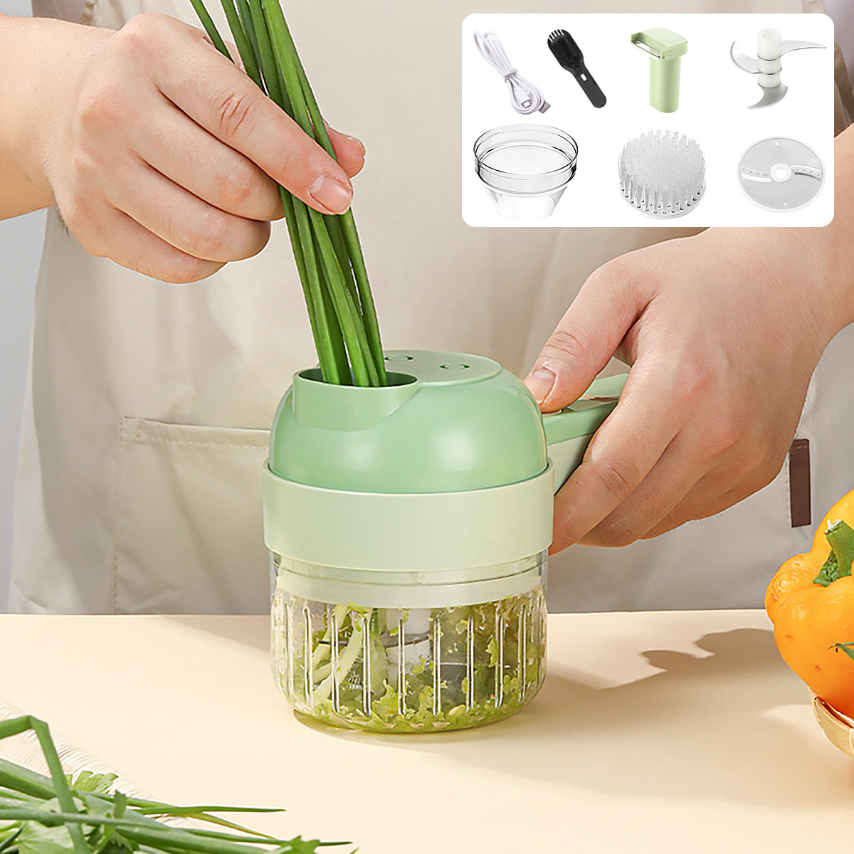 Electric Food Chopper Vegetable Chopper Vegetable Slicer Garlic Crusher Meat Grinder Machine Peeler Kitchen Tools