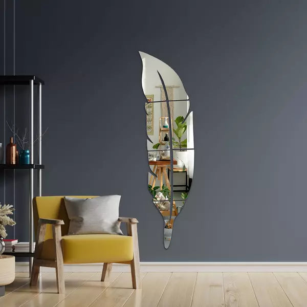 Leaf Shape Acrylic Mirror Wall Sticker – Silver