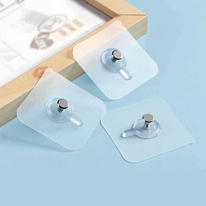 Transparent self-adhesive screw hooks