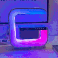 RGB G-Shaped Lamp with Bluetooth Speaker & Wireless Charger