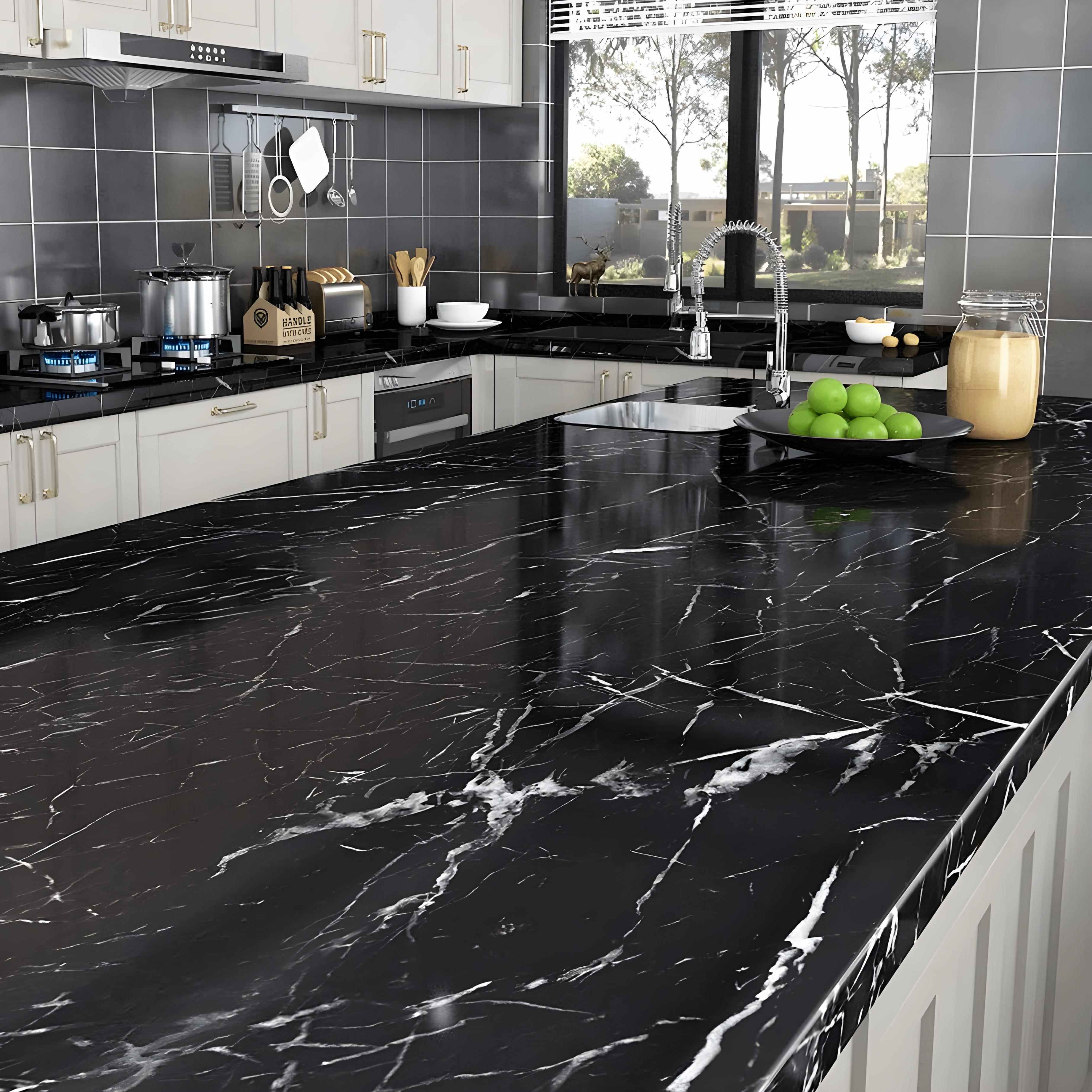 Waterproof Heat Resistant Self Adhesive Anti Oil Kitchen Wallpaper Marble Sheet
