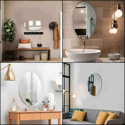 3 Pcs Shatterproof, Flexible, Stylish and Self Adhesive Oval Shape Mirror Sticker