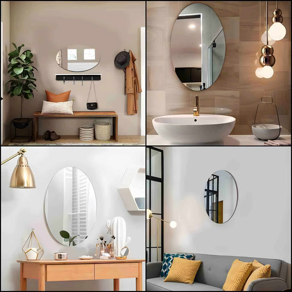 3 Pcs Shatterproof, Flexible, Stylish and Self Adhesive Oval Shape Mirror Sticker