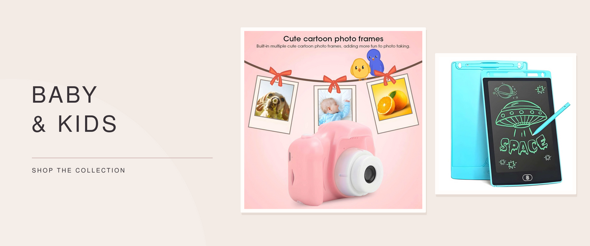 baby kids collection desktop banner using original product listing photos