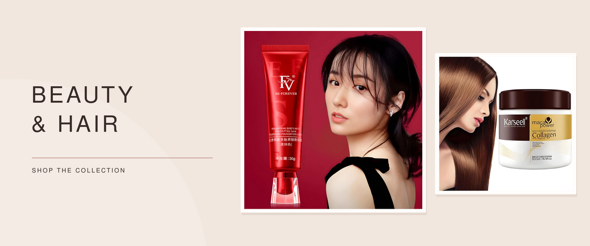 beauty hair collection desktop banner using original product listing photos