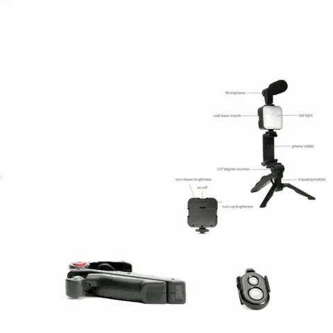 Imported All in one Vlogging Video Making Kit Super Flexible Universal Tripod with Microphone and Light