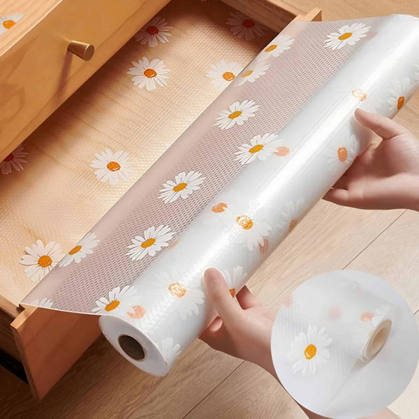 Non-Slip Plastic Shelf Liner Roll, Multipurpose Cabinet Drawer for Kitchen, Fridge, Table (RANDOM DESIGN)