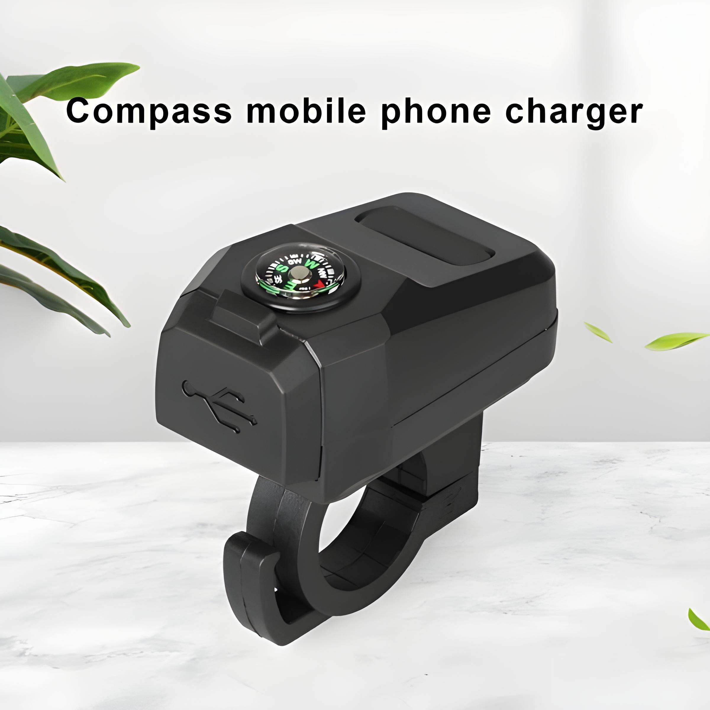 Motorcycle Usb Charger With Compass – Fast Charging, Waterproof, 36-105v – Universal For Motorcycles & E-bikes