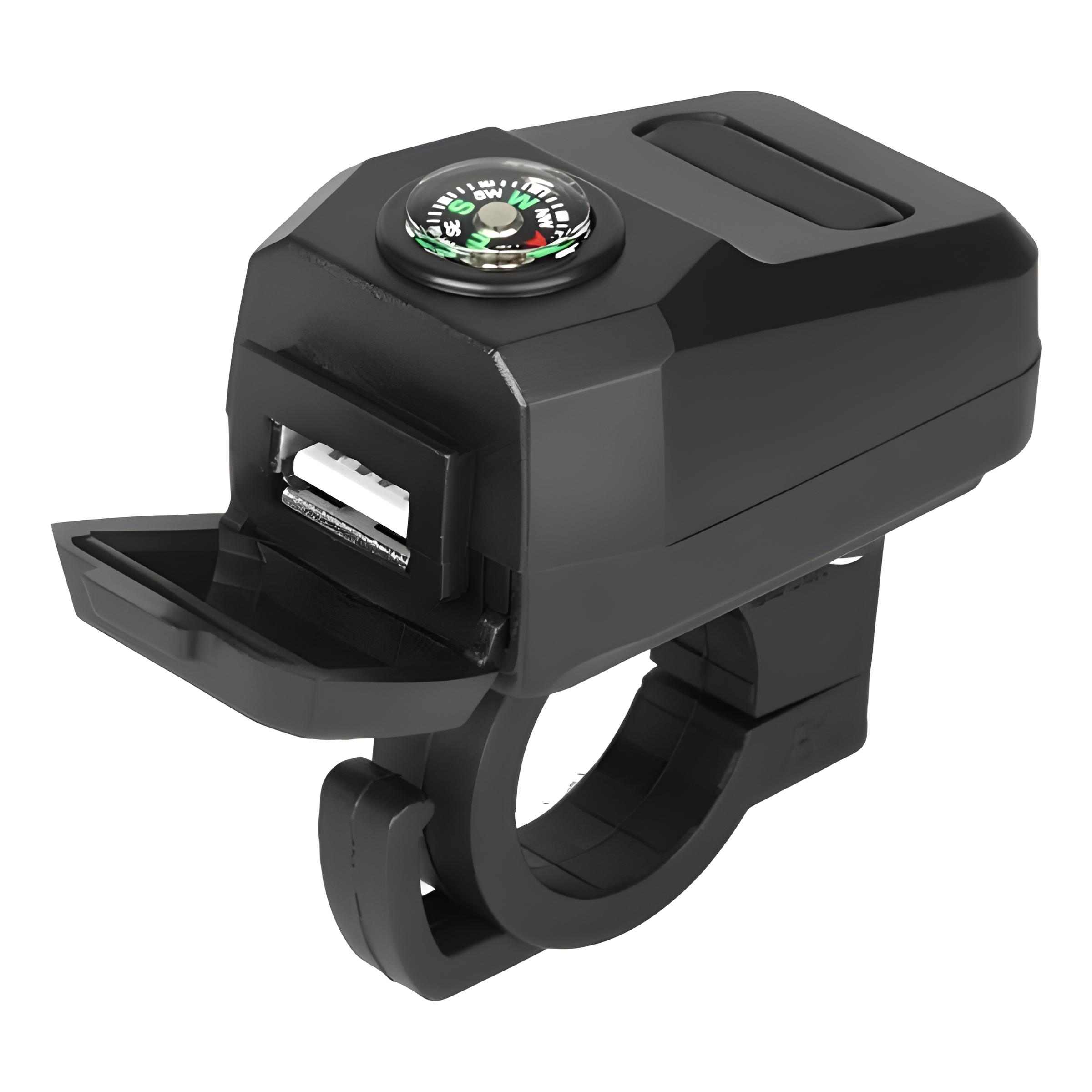 Motorcycle Usb Charger With Compass – Fast Charging, Waterproof, 36-105v – Universal For Motorcycles & E-bikes