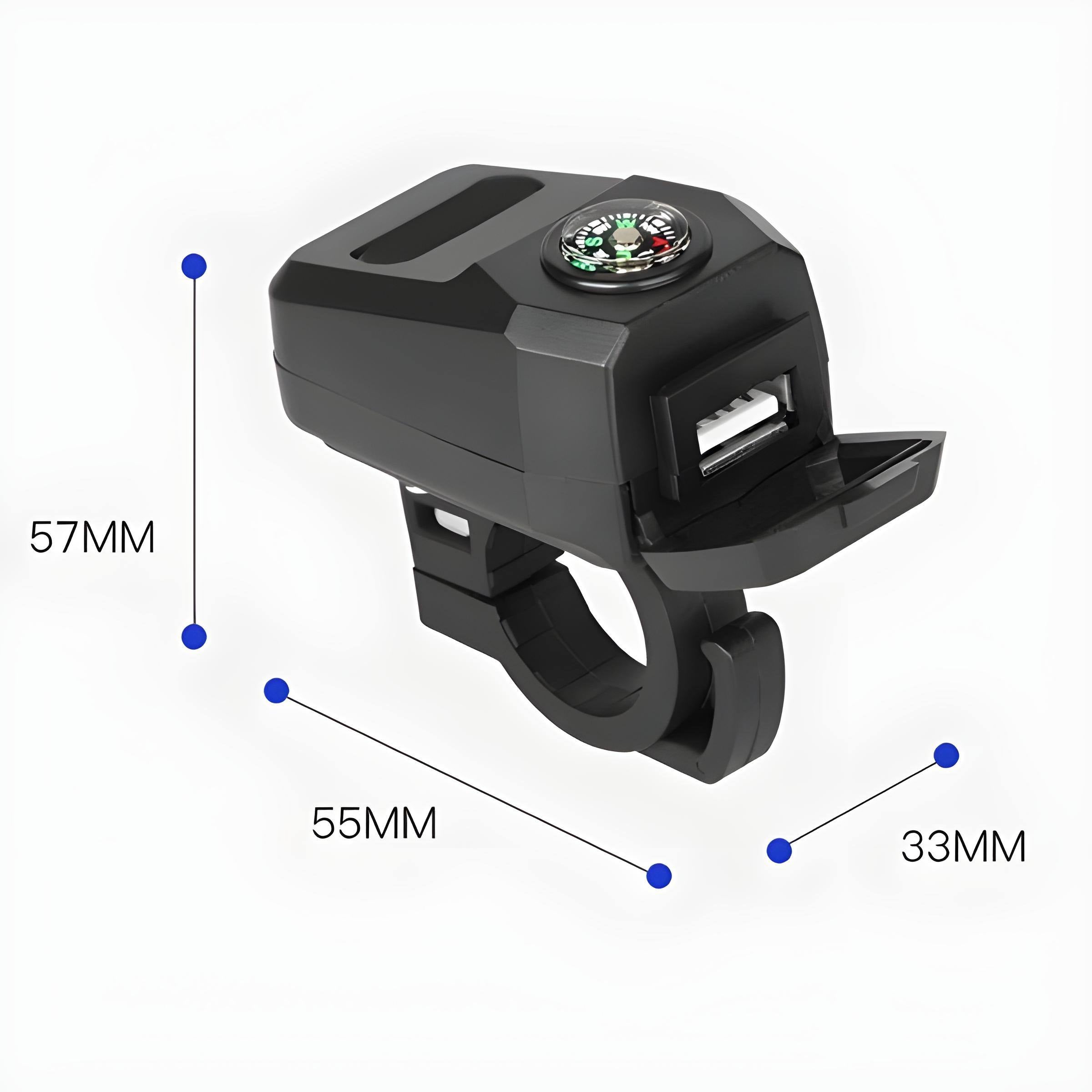 Motorcycle Usb Charger With Compass – Fast Charging, Waterproof, 36-105v – Universal For Motorcycles & E-bikes