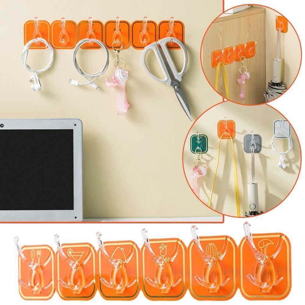 Wall-Mounted 6-Hook Organizer – Pack of 2
